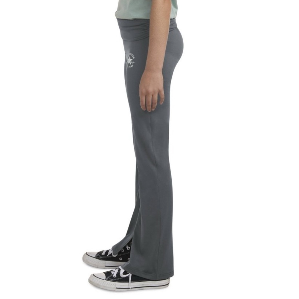 XS Converse Girls’ Fold Over Flare Leggings Grey - Picture 2 of 6